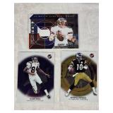 Lot of 2002 Topps Platinum Football Cards Featuring Tom Brady, Randy Moss, and Jeff Garcia Relic Card