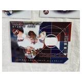 Lot of 2002 Topps Platinum Football Cards Featuring Tom Brady, Randy Moss, and Jeff Garcia Relic Card