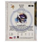 Lot of 2002 Topps Platinum Football Cards Featuring Tom Brady, Randy Moss, and Jeff Garcia Relic Card