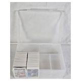 Huge Lot of Football Cards with Plastic Case from 2000 Upper Deck, 2002 Upper Deck Victory - Including Randy Moss, Michael Vick, Urlacher, Jim Harbaugh and Others