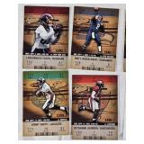 Lot of 2003 Fleer Authentis Football Cards Featuring Tom Brady, Michael Strahan, Matt Hasselbeck, Jerome Bettis, Keyshawn Johnson, and Ricky Williams