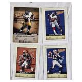 Lot of 2003 Fleer Authentis Football Cards Featuring Tom Brady, Michael Strahan, Matt Hasselbeck, Jerome Bettis, Keyshawn Johnson, and Ricky Williams