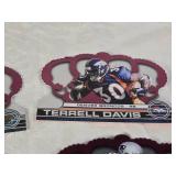 Various 2001 Crown Royale Football Cards Featuring Mark Brunell, Terrell Davis, Brett Favre, and Donovan McNabb