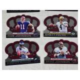 Various 2001 Crown Royale Football Cards Featuring Mark Brunell, Terrell Davis, Brett Favre, and Donovan McNabb