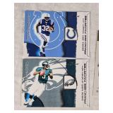 Lot of 2002 Fleer Flair Football Cards Featuring Edgerrin James, Donovan McNabb, Deuce McAllister, and Marshall Faulk