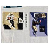 Lot of 2002 Fleer Flair Football Cards Featuring Edgerrin James, Donovan McNabb, Deuce McAllister, and Marshall Faulk