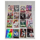 Lot of 16 Keyshawn Johnson Football Cards featuring various brands and special features including holographic and team-specific cards.