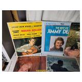 Lot of Vintage Country Music Vinyl Records Various Artists such as Roger Miller, Jimmy Dean, Skeeter Davis, Johnny Burnette, and more.