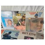 Lot of Vintage Country Music Vinyl Records Various Artists such as Roger Miller, Jimmy Dean, Skeeter Davis, Johnny Burnette, and more.