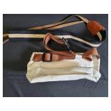 Canvas Pouch - Leather Flap & Straps