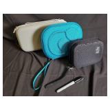 Travel Case Set - Gray Rectangular Zip Case & Teal Round Zip Case & Black Square Zip Case