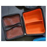 Blue Shure Hard-Shell Case & Black Travel Case & Round Black Case