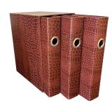 O - Set of 3 Boxed Binders Sets with Faux Leather Pattern