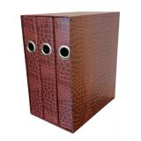 O - Set of 3 Boxed Binders Sets with Faux Leather Pattern