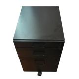 O - Black Metal 3-Drawer Mobile File Cabinet