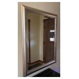E - Rectangular Wall Mirror with Textured Silver Frame