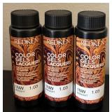 O - Set of 3 Redken Color Gels Lacquers 1NW Midnight 2oz Bottles with Organizer Rack