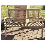 SY - Outdoor Metal Bench with Slatted Design and Curved Arms