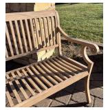 SY - Outdoor Metal Bench with Slatted Design and Curved Arms