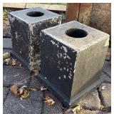 SY - Pair of Cement Yard Pillars / Outdoor Pedestals