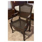 MB - Vintage Wood and Cane Armchair with Carved Details