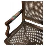 MB - Vintage Wood and Cane Armchair with Carved Details