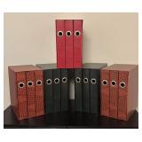 O - Set of 5 Sets of Faux Crocodile Boxed Binders in Black, Red and Brown