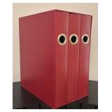 O - Set of 5 Sets of Faux Crocodile Boxed Binders in Black, Red and Brown