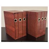 O - Set of 5 Sets of Faux Crocodile Boxed Binders in Black, Red and Brown