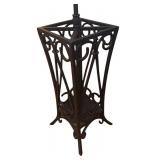 E - Black Metal Standing Coat Rack with Decorative Scrollwork