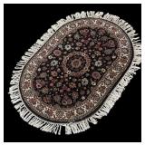 O - Vintage Oval Rug with Floral Pattern