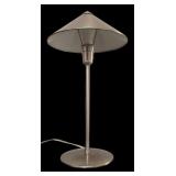 O - Modern Brushed Metal Table Lamp with Conical Shade