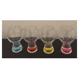 O - Set of 12 Bohemia Glass Colored Based Glasses from Czech Republic