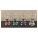 O - Set of 12 Bohemia Glass Colored Based Glasses from Czech Republic