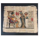 O - Unframed Egyptian Papyrus Print with Pharaoh and Queen