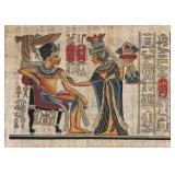 O - Unframed Egyptian Papyrus Print with Pharaoh and Queen