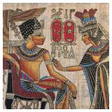 O - Unframed Egyptian Papyrus Print with Pharaoh and Queen