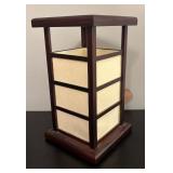 O - Pair of Berman Table Lamps with Wood and Paper Panel Design