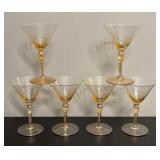 O - Set of 6 Vintage Amber Stemware Cocktail Glasses