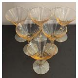 O - Set of 6 Vintage Amber Stemware Cocktail Glasses