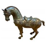 Pair of Large Metal Tang Dynasty-Style Horse Sculptures