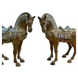 Pair of Large Metal Tang Dynasty-Style Horse Sculptures