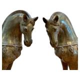 Pair of Large Metal Tang Dynasty-Style Horse Sculptures