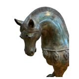 Pair of Large Metal Tang Dynasty-Style Horse Sculptures