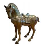 Pair of Large Metal Tang Dynasty-Style Horse Sculptures