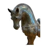 Pair of Large Metal Tang Dynasty-Style Horse Sculptures