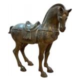 Pair of Large Metal Tang Dynasty-Style Horse Sculptures