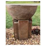 Pair of Large Concrete Garden Planters on Pedestal Bases, 3 Feet Tall