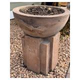 Pair of Large Concrete Garden Planters on Pedestal Bases, 3 Feet Tall