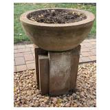 Pair of Large Concrete Garden Planters on Pedestal Bases, 3 Feet Tall